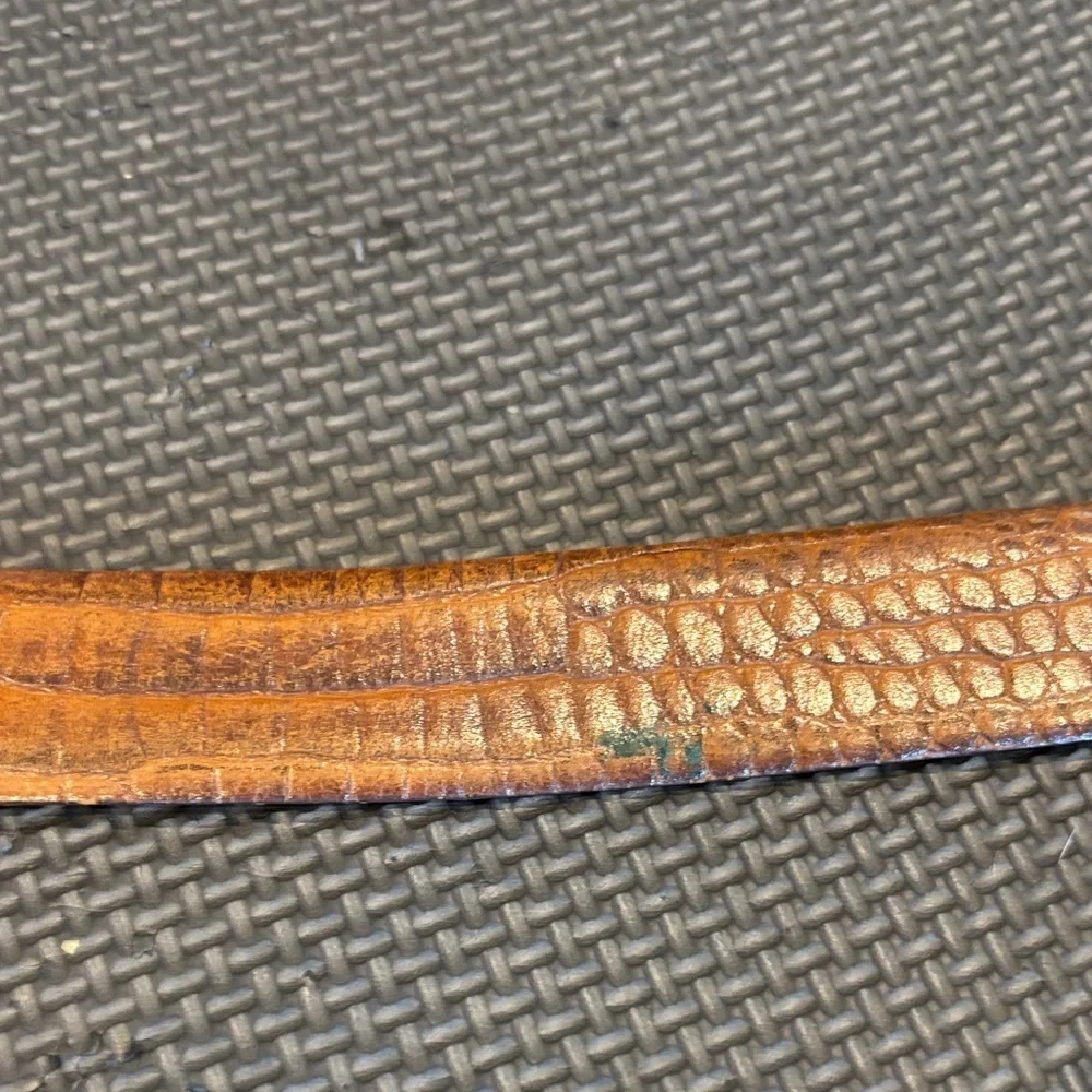 Alligator grain Brown Leather Belt with cashmere cowhide lining